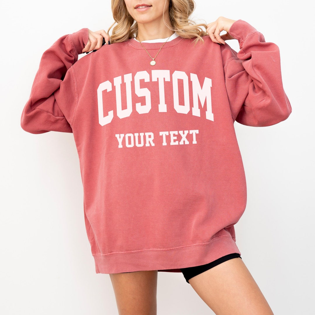 Collegiate Style Custom Sweatshirt Personalized Gift Comfort Colors Crewneck Custom Team School Casual Wear Soft Cotton Unisex Gift Branded